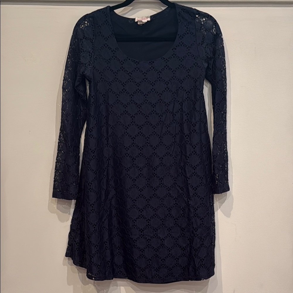 Elegant Navy Blue Lace Dress